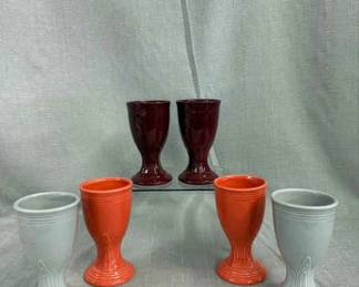 FIESTA, 6 PC Classic Rim Wine Goblet Set, Cinnabar Persimmon Pearl Grey