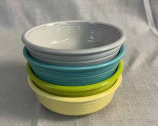 FIESTA, 4 PC Classic Rimmed Small Berry Bowl, Pearl Grey Turquoise Chartreuse Pale Yellow