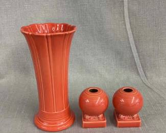 FIESTA, 3 PC Medium Flared Vase Round Bulb Candlestick Set, Persimmon
