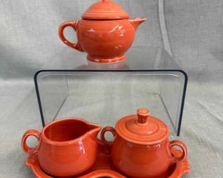 FIESTA, 6 PC Small Teapot Creamer Sugar Bowl Set, Persimmon