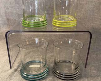 FIESTA, 4 PC Low Ball Glass Set, Sunflower Chartreuse Juniper Black