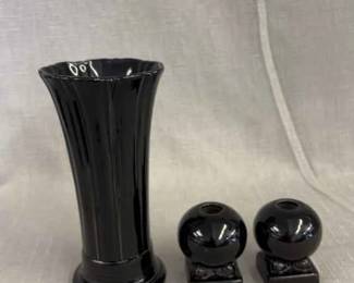 FIESTA, 3 PC Medium Flared Vase Round Bulb Candlestick Set, Black