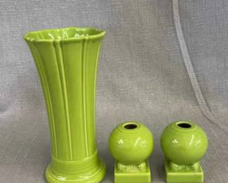 FIESTA, 3 PC Medium Flared Vase Round Bulb Candlestick Set, Chartreuse