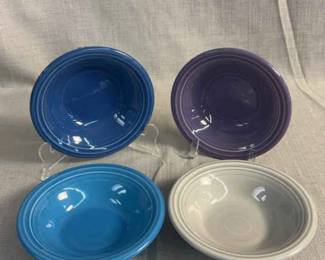 FIESTA, 4 PC Fruit Bowl Set, Lilac RARE Pearl Grey Peacock Lapis