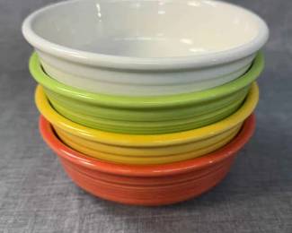 FIESTA, 4 PC Classic Rimmed Small Berry Bowl, White Chartreuse Sunflower Persimmon
