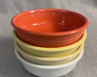 FIESTA, 4 PC Classic Rimmed Small Berry Bowl, White Ivory Pale Yellow Persimmon