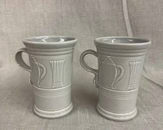 FIESTA, 2 PC Large Pedestal Cappuccino Mug Set, Pearl Grey