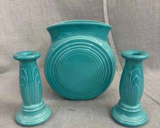 FIESTA, 3 PC Millennium II Vase Tapered Candle Stick Set, Turquoise