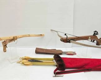 2162 2 Cross Bows Arrows