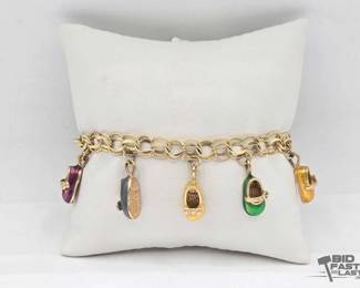 530 14k Gold Bracelet with 10k Gold Shoe Charms, 25.18g