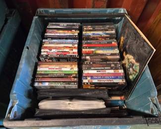 6520 Tote of Movie CDs, VHSs Signed Vinyl Record