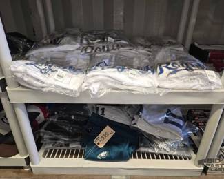 4538 2 Shelves of Sports Jerseys