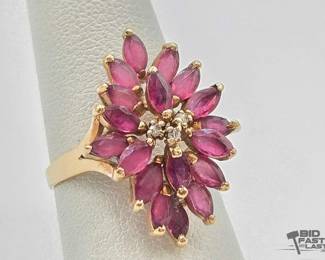 520 14k Gold Diamond and Ruby Ring, 4.04g