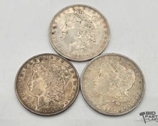1352 3 Morgan Silver Dollars