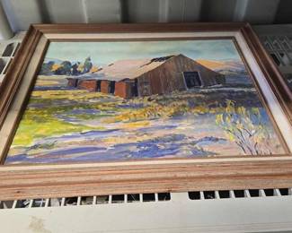 8022 Barn Painting Signed by Vasquez