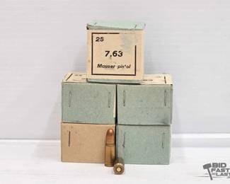 1996 125 Rounds of 7,63 Mauser Pistol Ammo
