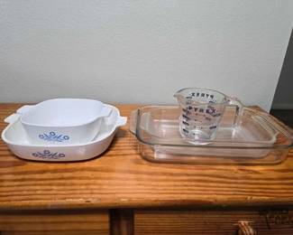 6504 2 Corning Dishes and 3 Pyrex Dishes