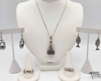 900 Sterling Silver Jewlery, 37.5g