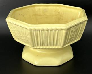 Vintage Yellowware Pedestal Bowl Planter, USA