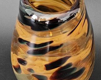Tortoise Blown Art Glass Vase