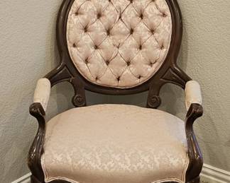 Antique Carved Walnut, Upholstered Victorian Chair