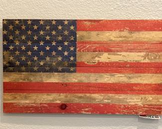 Rustic Reclaimed Wood Painted American Flag