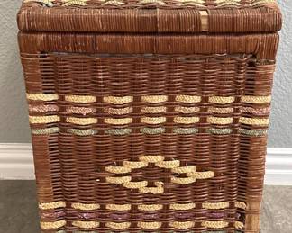 Patterned 2-Color Wicker Hamper / Basket