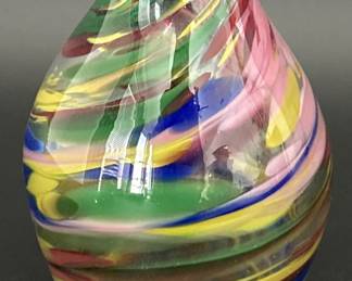 Carved & Painted Pottery Vase w/ Butterfly & Fauna