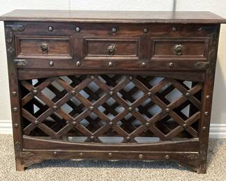 Vintage Spanish Baroque Server w/ Wine Rack