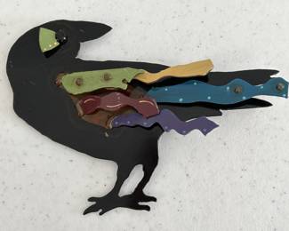 Metal Art Sculpture Ruffled Raven from Alaska