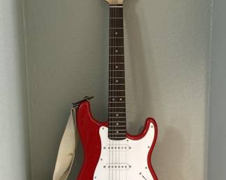 Red & White Fender Squire Mini Guitar