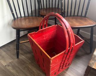 antique wooden rice bucket