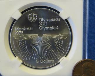 Lot 313. 1976 Canadian $5 proof sterling silver coin weighing 24 grams