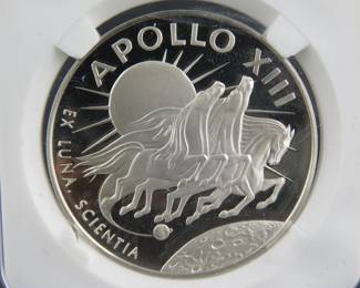 Lot 50. Franklin Mint Apollo XIII sterling silver round weighing 20.3 grams