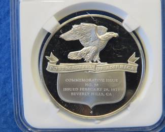Lot 370. Franklin Mint Postmasters of America 1975 sterling silver round weighing 24.7 grams