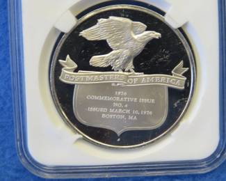 Lot 287. Franklin Mint Postmasters of America 1976 sterling silver round weighing 23.9 grams