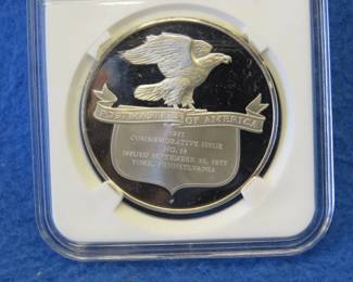 Lot 285. Franklin Mint Postmasters of America 1977 sterling silver round weighing 24.2 grams