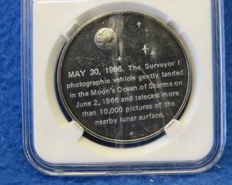 Lot 359. Franklin Mint America In Space Surveyor I sterling silver round weighing 26.3 grams