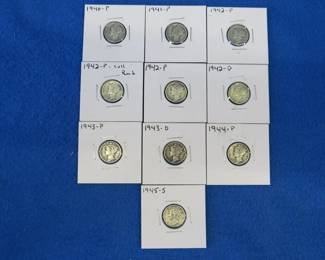 Lot 245. Ten Mercury dimes. Dates as shown.