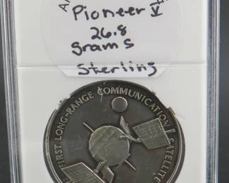 Lot 144. Franklin Mint America In Space 1960 Pioneer V sterling silver round weighing 26.8 grams
