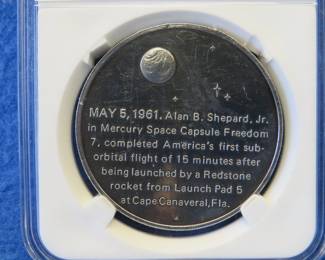 Lot 356. Franklin Mint America In Space Freedom 7 sterling silver round weighing 26.3 grams