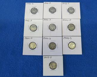 Lot 342. Ten Mercury dimes. Dates as shown.