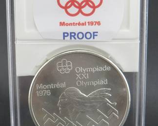 Lot 192. 1976 Canadian Olympic $10 sterling silver proof coin. 48.7 grams.