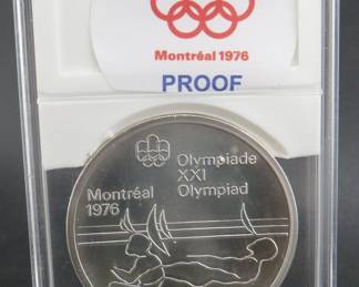 Lot 195. 1976 Canadian Olympic $10 sterling silver proof coin. 48.3 grams.
