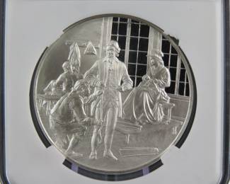 Lot 84. Franklin Mint Postmasters of America Genius of Rembrandt sterling silver round weighing 24.4 grams