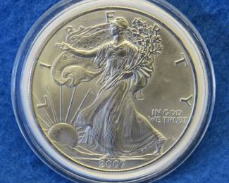 Lot 413. 2007 American Silver Eagle. One ounce of fine silver.