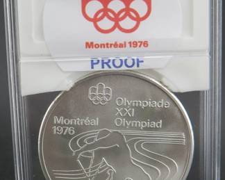 Lot 193. 1976 Canadian Olympic $10 sterling silver proof coin. 48.4 grams.