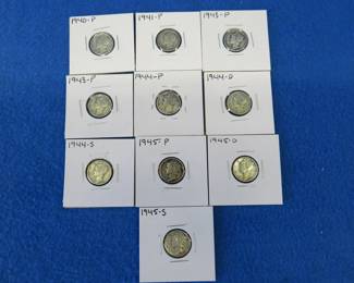 Lot 349. Ten Mercury dimes. Dates as shown.