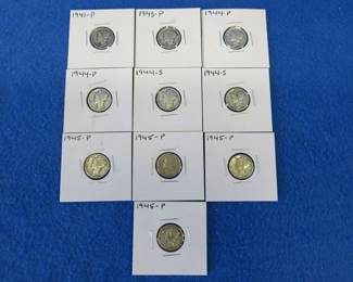 Lot 347. Ten Mercury dimes. Dates as shown.