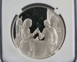 Lot 87. Franklin Mint Postmasters of America sterling silver round weighing 24.8 grams